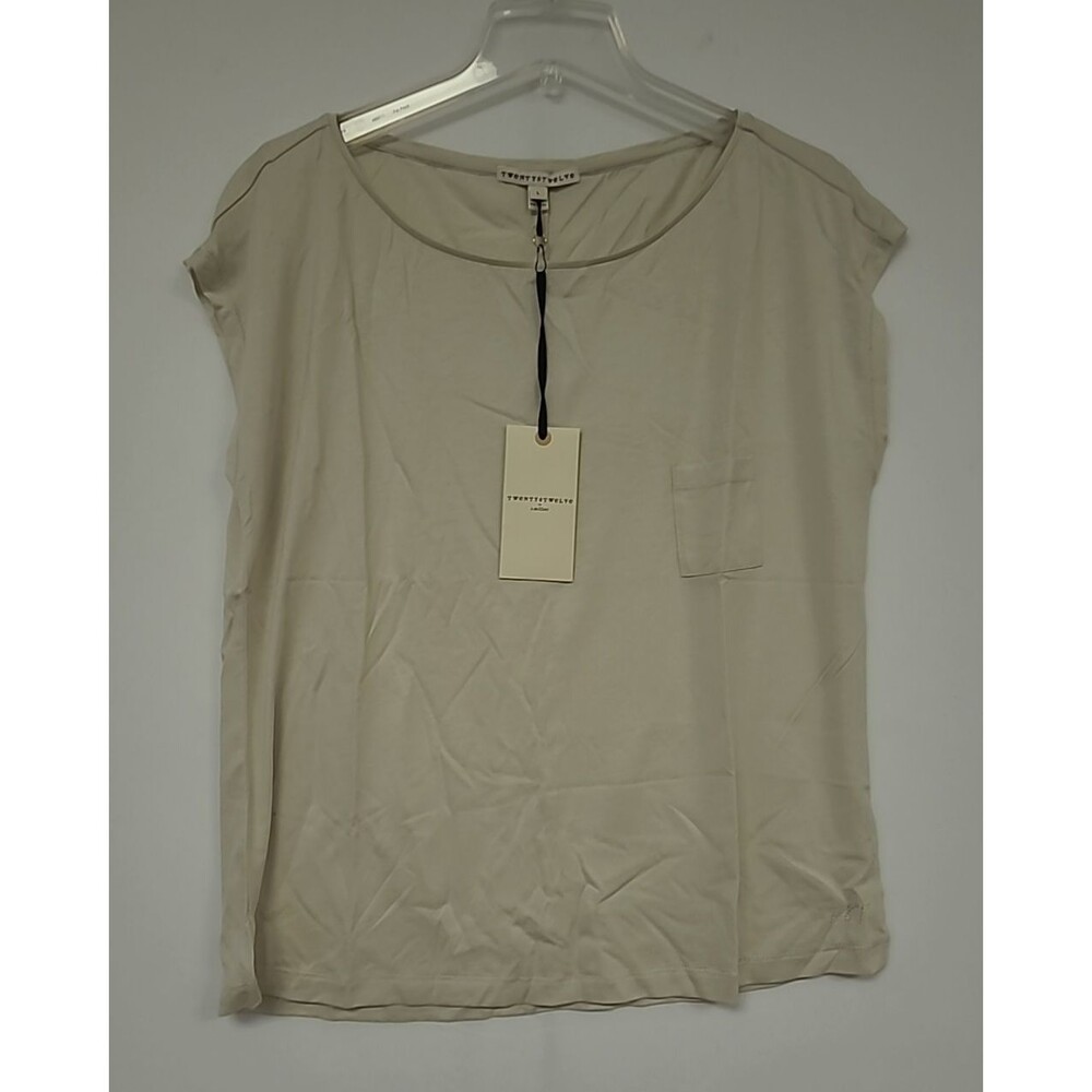 Twenty8Twelve by S. Miller Women's L Trent Blouse with Pocket Pearl Silver NWT